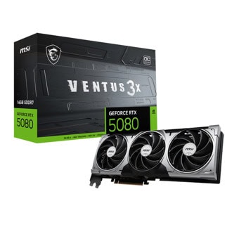 Видео карта Nvidia GF RTX 5080, 16GB, MSI VENTUS 3X PLUS, OC, PCI-E 5.0, GDDR7, 256-bit, DisplayPort, HDMI | JAR Computers MSI RTX5080 16G VENTUS 3X OC +