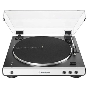 Грамофон Audio-Technica AT-LP60XBT, изцяло автоматичен, ремъчно задвижване, Bluetooth, 33-1/3 об/мин, 45 об/мин, вграден предусилвател, 2x RCA, бял | JAR Computers Грамофон Audio-Technica AT-LP60XBT White