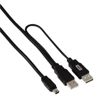 Кабел USB, miniB към 2x Aм, Y-Cable, 1m, HAMA