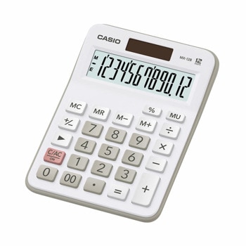 Калкулатор Casio MX-12B-WE, 12 разряден дисплей, настолен, изчисляване на %, функция за запаметяване, бял | JAR Computers Калкулатор Casio MX-12B-WE