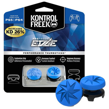 Сменяеми бутончета Thumb Grips KontrolFreek Performance Thumbsticks FPS Freak Edge (2155-PS5), за PS4/PS5, за Dual Shock/DualSense, сини | JAR Computers KontrolFreek Performance Thumbsticks FPS Freak Edg