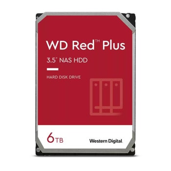 Твърд диск 6TB Western Digital Red Plus NAS, SATA 6Gb/s, 5400 rpm, 256MB кеш, 3.5" (8.89cm) | JAR Computers HDD 6TB Western Digital Red Plus NAS WD60EFPX