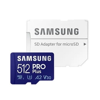 Карта памет 512GB microSDXC с адаптер, Samsung Pro Plus microSD Card, Class 10, скорост на четене до 160MB/s, скорост на запис до 120MB/s image
