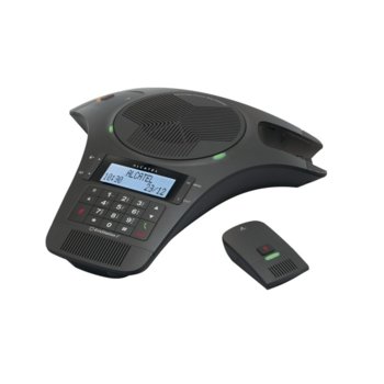 Конферентна станция Alcatel Conference 1500, черно-бял LCD дисплей, 1 аналогова линия, вътрешен/външен обхват 300/50м, трансфер на разговори, бутон "mute" image