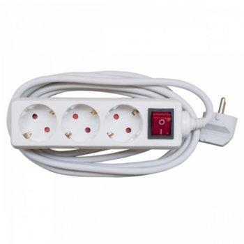 Разклонител Okoffice, 3 гнезда, с ключ, 3 м кабел | JAR Computers Разклонител Okoffice 3 гнезда