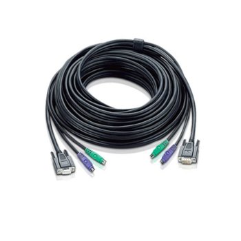KVM кабел ATEN 2L-1010P/C, VGA(м) + 2x PS/2(м) към VGA(ж) + PS/2(м), 10.0 м, | JAR Computers ATEN 2L-1010P/C