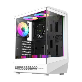 Кутия Gamemax Vista COC AW, ATX/mATX/Mini-ITX, 1x USB 3.1 Type-C, 2x 120mm A-RGB вентилатор, с прозорец, бяла, без захранване | JAR Computers кутия gamemax vista coc aw бяла