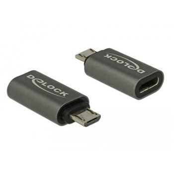 Преходник DeLock 65927, от USB Micro B(м) към USB-C(ж), черен | JAR Computers Преходник DeLock 65927