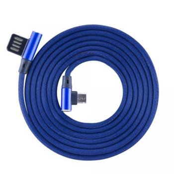 Кабел SBOX USB-MICRO-90-BL, от USB Type A(м) към USB Micro B(м), 1.5m, ъглов, син | JAR Computers SBOX USB-MICRO-90-BL