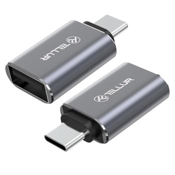 Преходник Tellur TLL155691, от USB-C(м) към USB-A(ж), сив | JAR Computers Tellur TLL155691