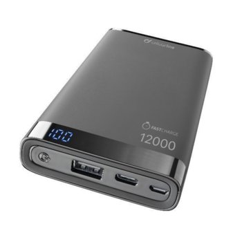 Външна батерия/power bank/ Cellularline Manta S, 12000mAh, черна | JAR Computers Външна батерия Manta S 12000mAh USB-C