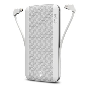 Външна батерия /power bank/ iWalk Scorpion, 8000mAh, USB/Lightning/Micro USB вградени кабели, 5V, 2.4A, сребриста | JAR Computers iWALK Scorpion 8000 Silver