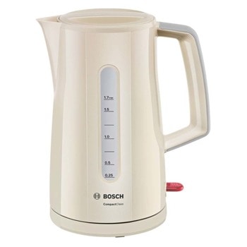 Електрическа кана Bosch TWK 3 A 017, вместимост 1.7 литра, 2400W, прибиращ се кабел, автоматично изключване, бежова | JAR Computers Bosch TWK 3 A 017