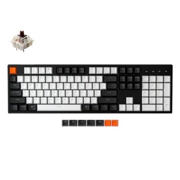 Клавиатура Keychron C2-G3, безжична, гейминг, механична, Gateron Hot-Swappable Full-Size G Pro Brown Switch кафяви суичове, бяла LED подсветка, черна, USB | JAR Computers Keychron C2-G3