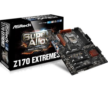 Дънна платка ASRock Z170 Extreme3, Z170, LGA1151, DDR4, PCI-E (HDMI)(SLI&CFX), 6x SATA 6Gb/s, 3x SATA Express, 1x Ultra M.2, USB 3.1(Type C), ATX | JAR Computers ASRock Z170 Extreme3