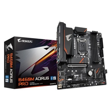 Дънна платка Gigabyte B460M AORUS PRO Rev 1.0 (мостра), B460, LGA1200, DDR4, PCI-E 3.0(DP/HDMI/DVI), 6x SATA 6Gb/s, 2x M.2 socket, 1x USB 3.2 Gen1 Type C, 3x USB 3.2 Gen1 Type A, micro-ATX, RGB Fusion 2.0 подсветка | JAR Computers Gigabyte B460M AORUS PRO Rev 1.0_Mostra