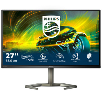 Монитор Philips 27M1N5500ZA/00, 27" (68.58 cm) IPS панел, 170Hz, QHD, 1ms, 1000:1, 350 cd/m2, DisplayPort, HDMI, USB | JAR Computers Philips 27M1N5500ZA/00