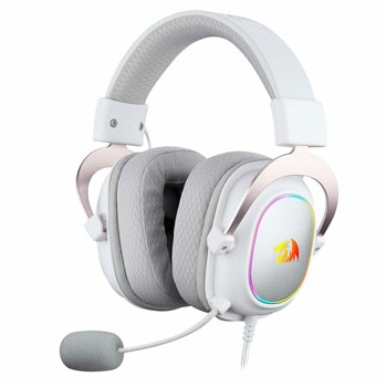 Слушалки Redragon Zeus X White H510W-RGB, микрофон, гейминг, 7.1 Surround-Sound звук, RGB подсветка, USB, бели | JAR Computers Redragon Zeus X White H510W-RGB