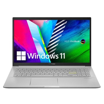 Лаптоп Asus Vivobook 15 OLED K513EA-OLED-L511W (90NB0SG2-M52990)(сребрист), четириядрен Tiger Lake Intel Core i5-1135G7 2.4/4.2 GHz, 15.6" (39.62 cm) Full HD OLED Anti-Glare Display, (HDMI), 8GB DDR4, 512GB SSD, 1x USB 3.2 Type C, Windows 11 Home | JAR Computers Asus Vivobook 15 OLED K513EA-OLED-L511W
