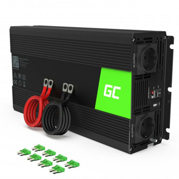 Инвертор Green Cell INV24, 1500W, от DC 24V към AC 230V, модифицирана синусоида, за кола | JAR Computers Green Cell 24V to 230V 1500W/3000W INV24