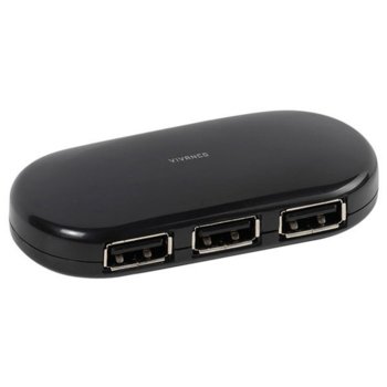 USB Хъб Vivanco 36659, 4 порта, от USB Mini-B към 4x USB 2.0 Type-A, 480 Mbit/s, черен | JAR Computers Vivanco 36659 USB 2.0 hub 4 port