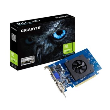 Видео карта Nvidia GeForce GT 710, 1GB, Gigabyte GeForce GT 710 GV-N710D5-1GI, PCI-E 2.0, GDDR5, 64 bit, HDMI, DVI, D-Sub | JAR Computers Gigabyte GeForce GT 710 1GB GV-N710D5-1GI