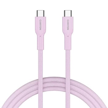 Кабел Canyon Charge & Sync Cable OnWire 60CL (CND-CCAP60AB10PK), от USB-C(м) към USB-C(м), 1m, 60W, розов | JAR Computers Canyon Charge & Sync Cable OnWire 60CL