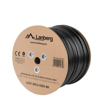 Kабел Lanberg, FTP, Cat5e, 305m, черен | JAR Computers Lanberg outdoor LAN cable gel-filled FTP CAT.5E