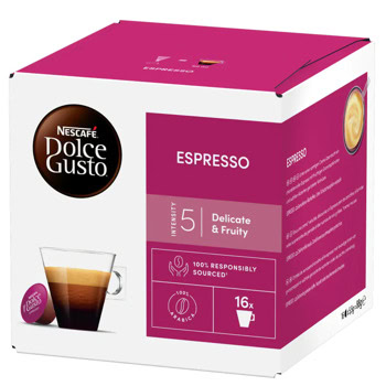 Кафе капсули NESCAFE DOLCE GUSTO - Espresso, 16 напитки | JAR Computers Кафе капсули NDG 16 Еспресо 3х88г (1MPU=3EA)