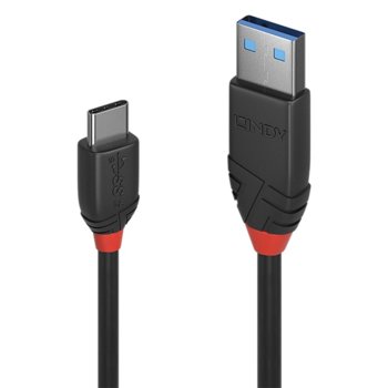 Кабел Lindy 36915, USB Type A(м) към USB Type C(м), 0.5m, черен | JAR Computers LINDY Kабел USB 3.1 Type A към Type C 36915 0.5m