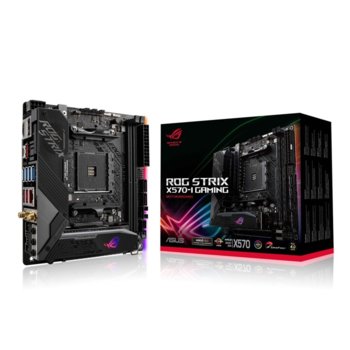 Дънна платка Asus ROG Strix X570-I Gaming, X570, AM4, DDR4, PCI-E 4.0 (DisplayPort,HDMI), 4x SATA 6Gb/s, 3x x M.2 slots, 4x USB 3.2, Wi-Fi, Bluetooth, mini-ITX | JAR Computers Asus ROG Strix X570-I Gaming
