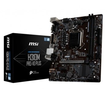 Дънна платка MSI H310M PRO-VD PLUS, H310M, LGA1151, DDR4, PCI-E (DVI-VGA), 4x SATA 6Gb/s, 2x USB 3.1 Gen1, Micro ATX | JAR Computers MSI H310M PRO-VD PLUS