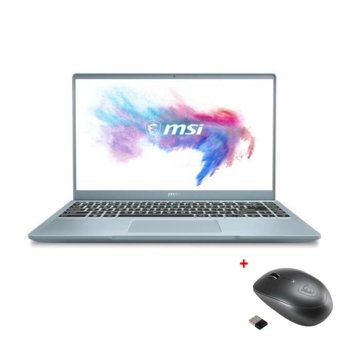 Лаптоп MSI Modern 14 B11MO (9S7-14D312-296)(син) с подарък мишка MSI Prestige M96, четириядрен Tiger Lake Intel Core i7-1165G7 2.8/4.7 GHz, 14.0" (35.56 cm) Full HD IPS Anti-Glare Display, (HDMI), 8GB DDR4, 512GB SSD, 1x Type-C, Windows 10 Home | JAR Computers MSI Modern 14 B11MO + Prestige M96