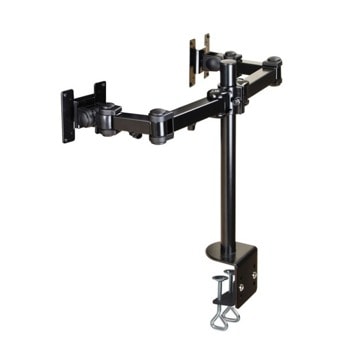 Стойка за монитор NewStar FPMA-D960D, за плот, за екрани от 10" до 27", VESA до 100 x 100, макс. тегло до 8кг., регулируема, за 2 бр. монитора, черна | JAR Computers NewStar FPMA-D960D