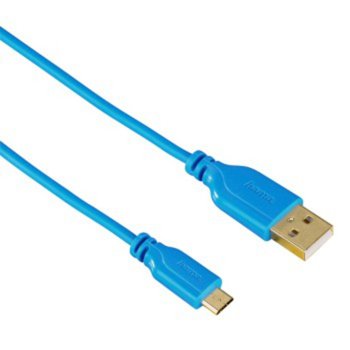 Кабел USB A(м) към USB micro(м), Hama Flexi-Slim, 0.75м | JAR Computers Hama Flexi-Slim Micro USB Blue 00135701