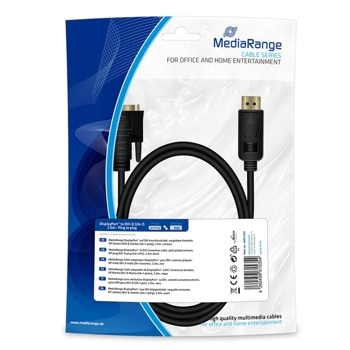Кабел MediaRange MRCS199, от DisplayPort (м) към DVI-D (м), 2m, черен, позлатени конектори | JAR Computers MediaRange MRCS199