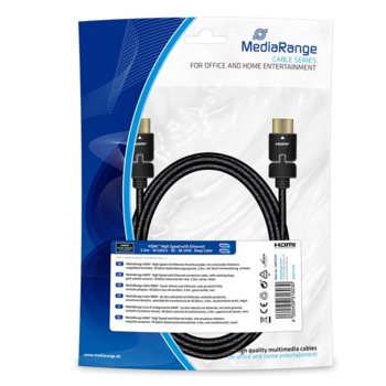 Кабел MediaRange MRCS197, от HDMI(м) към HDMI(м), 2m, черен, позлатени и въртящи се конектори | JAR Computers Кабел MediaRange от HDMI(м) към HDMI(м) MRCS197