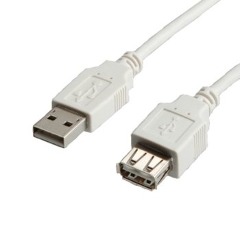 Кабел Roline S3112-250, USB Type A(м) към USB Type A(ж), 1.8m, бежов image