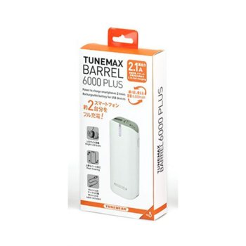Външна батерия/power bank/ Tunewear Tunemax Barrel Plus 6000 mAh, бяла | JAR Computers Tunewear Tunemax Barrel Plus 6000 mAh 18222