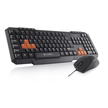 Logic LKM-201 мишка и клавиатура, гейминг, мултимедийни клавиши, 1000 dpi, USB, черен | JAR Computers Modecom LKM-201