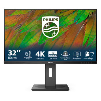 Монитор Philips 32B1N3800/00, 31.5" (80.01cm) VA панел, 4K/UHD, 4ms, 50 000 000:1, 350cd/m2, DisplayPort, HDMI, USB | JAR Computers Philips 32B1N3800/00