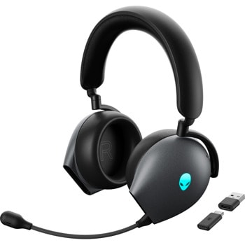 Слушалки Dell Alienware AW920H (545-BBDQ), безжични/жични, микрофон, Bluetooth, AUX, гейминг, Dolby Atmos Active Noise Cancelling, до 55 часа време на работа, черни | JAR Computers Dell Alienware AW920H 545-BBDQ