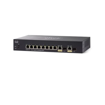 Суич Cisco SG350-10MP, 1000Mbps, 10x LAN1000 Base-T, PoE, 2x Gigabit Ethernet combo ports | JAR Computers Cisco SG350-10MP SG350-10MP-K9-EU