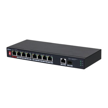 Суич Dahua PFS3110-8ET1GT1GF-96, 8x 10/100 Mbps RJ-45, 1x 10/100/1000 Base-T Uplink 1, 1x 1000 Mbps Base-X Uplink 2 | JAR Computers Dahua PFS3110-8ET1GT1GF-96