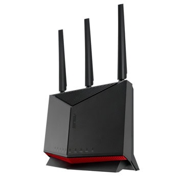 Рутер Asus RT-BE86U, 6800Mbps, 2.4GHz (1032Mbps)/ 5GHz (5764Mbps), Wireless BE, 3x LAN 10/100/1000/2500Mbps, 1x LAN/WAN 10/100/1000/10000Mbps, 1x WAN/LAN 10/100/1000/2500Mbps, USB, 3 външни антени | JAR Computers Asus RT-BE86U 90IG08W0-MO9A0V