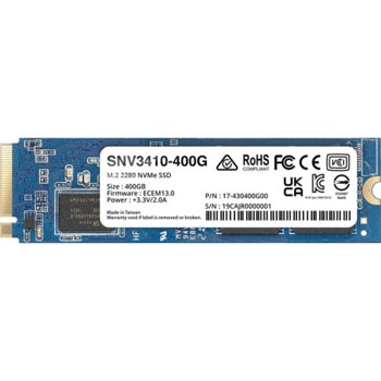 Памет SSD 400GB Synology SNV3410-400G, NVMe, M.2 (2280), скорост на четене 3000 MB/s, скорост на запис 750 MB/s | JAR Computers 400 GB NVMe M.2 2280 PCIe 3.0 x4