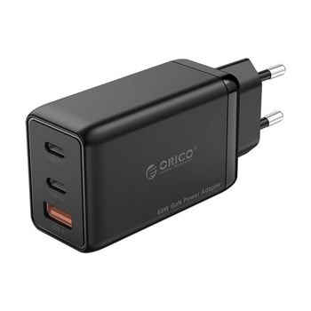 Зарядно устройство Orico PV65-1U2C-EU-BK, от контакт към 1x USB-A(ж)/2x USB-C(ж), 4.5-20V/1.5-5A, черно | JAR Computers Orico PV65-1U2C-EU-BK