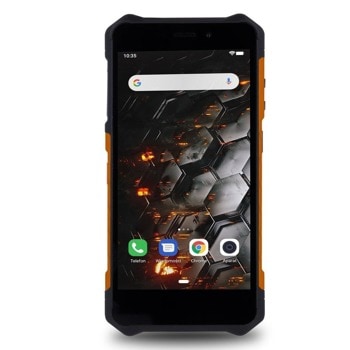 Смартфон MyPhone Hammer IRON 3 (оранжев), поддържа 2 SIM карти, 5.5" (13.97 cm) IPS дисплей, четириядрен MT6580 1.3GHz, 1GB RAM, 16GB Flash памет (+microSD слот), 8.0 & 5.0 MPix камера, Android, 234 g | JAR Computers MyPhone Hammer IRON 3 orange