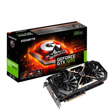 Видео карта GF GTX 1070, Gigabyte Xtreme Gaming GV-N1070XTREME-8GD, PCI-E 3.0, GDDR5, 256 bit, DisplayPort, HDMI, DVI | JAR Computers Gigabyte GV-N1070XTREME-8GD