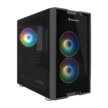 Кутия Genesis Irid 353 ARGB, mATX/Mini-ITX, 1x USB 3.0, с прозорец, черна, без захранване | JAR Computers Кутия Genesis Irid 353 ARGB NPC-1520